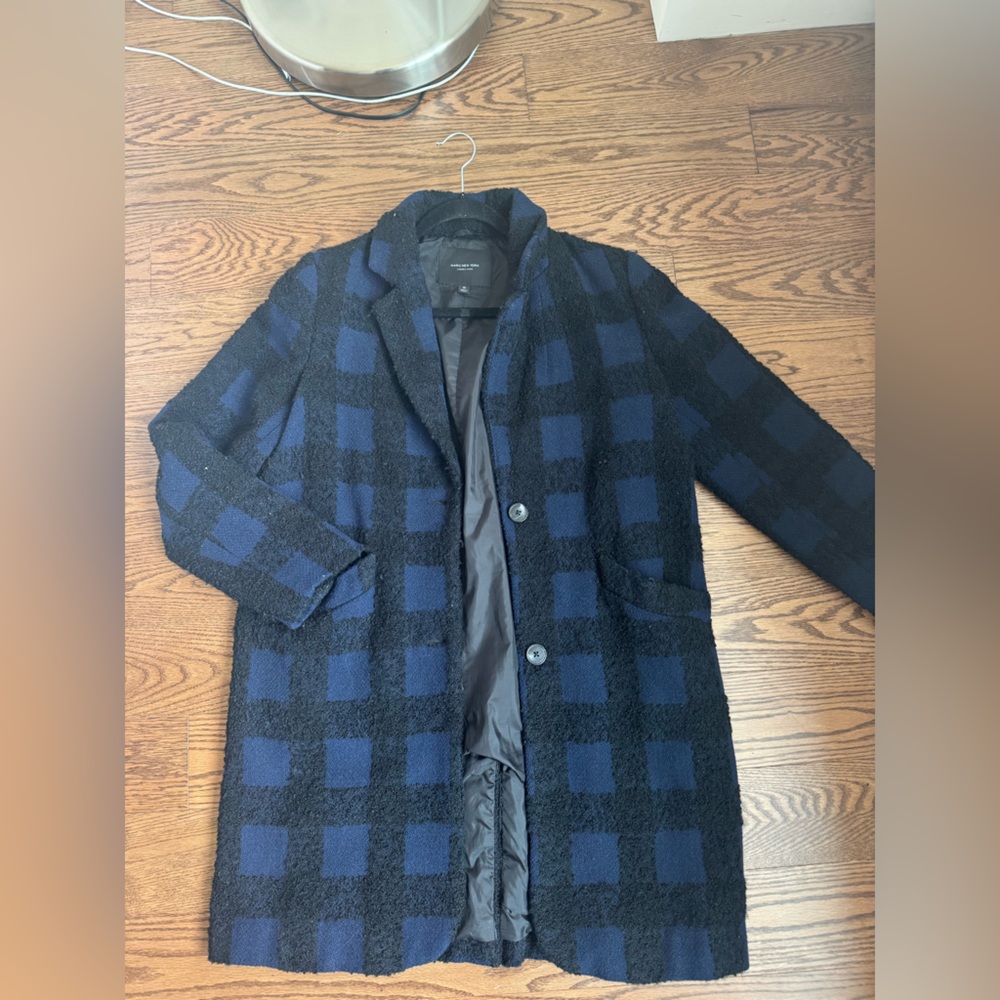 Andrew Marc Black and Blue Checkered Women's Coat
